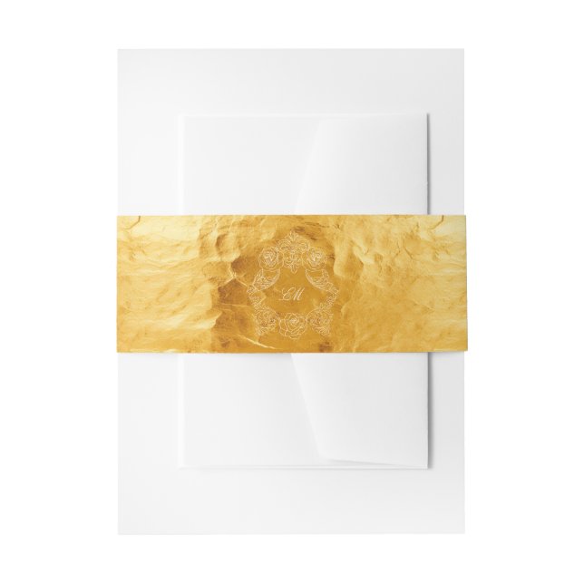 Golden Imitats Foil Wappen Monogram Wedding Einladungsbanderole (Vorderseite Beispiel)