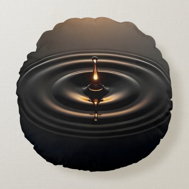 Golden Impact on Viscous Surface Rundes Kissen (Vorderseite)