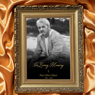 Golden in Love Memory BW Foto Beerdigung Service Poster