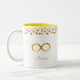 Golden Infinity Symbol & Confetti  Zweifarbige Tasse