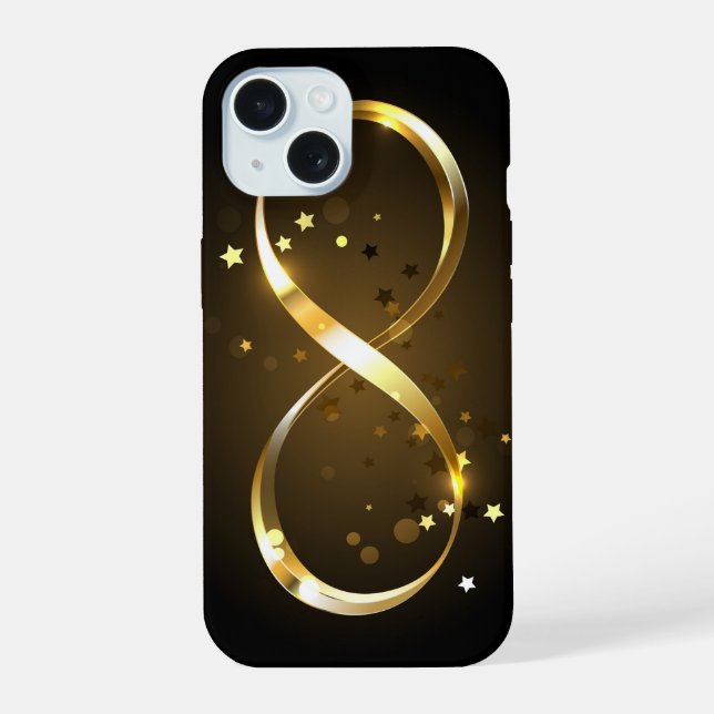 Golden Infinity Symbol iPhone 15 Hülle (Rückseite)