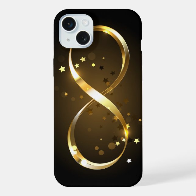 Golden Infinity Symbol iPhone 15 Plus Hülle (Rückseite)