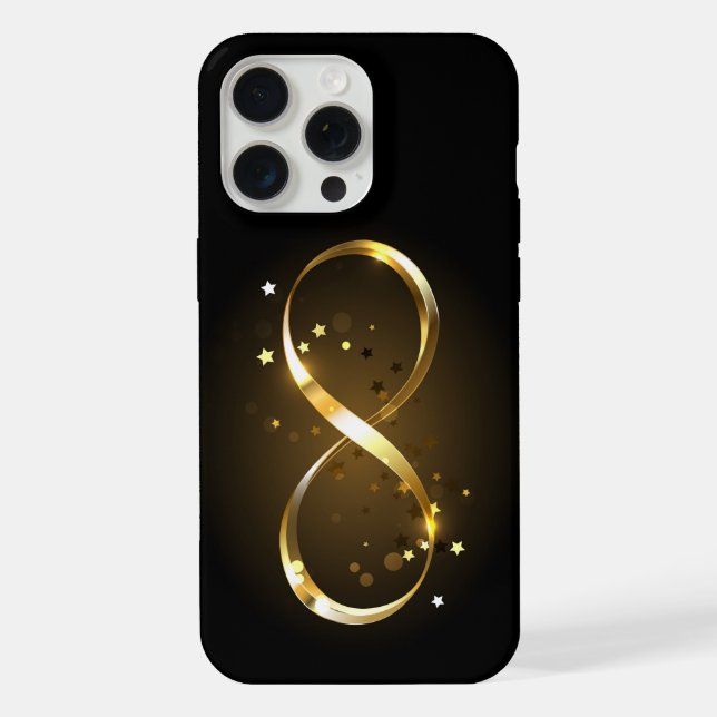 Golden Infinity Symbol iPhone 15 Pro Max Hülle (Rückseite)