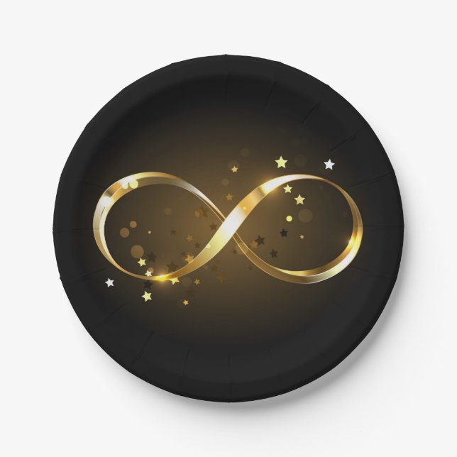 Golden Infinity Symbol Pappteller (Vorderseite)