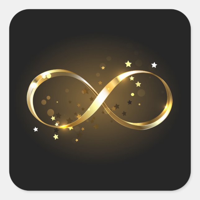 Golden Infinity Symbol Quadratischer Aufkleber (Vorderseite)
