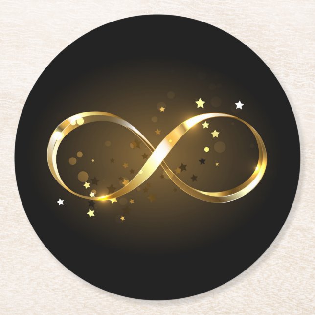 Golden Infinity Symbol Runder Pappuntersetzer (Vorderseite)