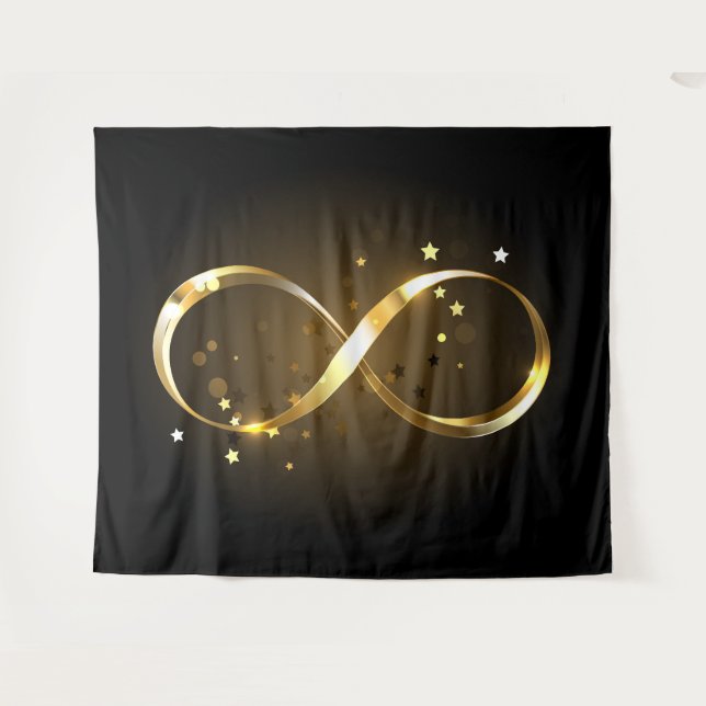 Golden Infinity Symbol Wandteppich (Vorderseite (Horizontal))
