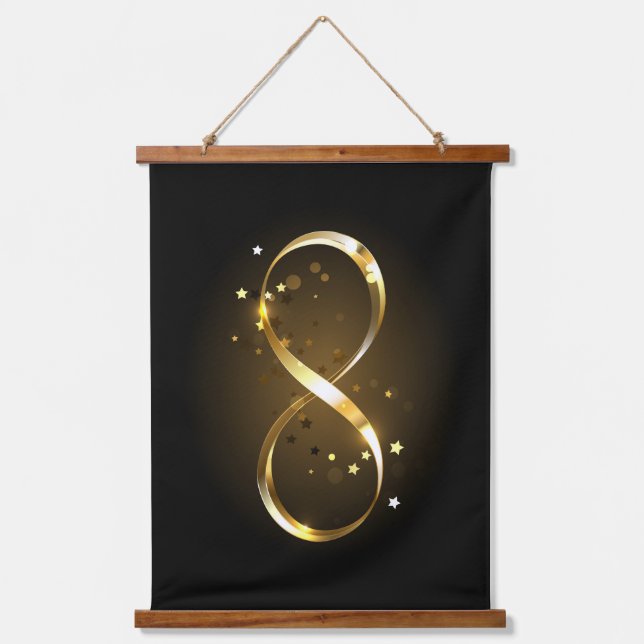 Golden Infinity Symbol Wandteppich Mit Holzrahmen (Vorderseite)