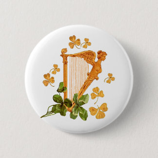 Golden Irish Harp Button