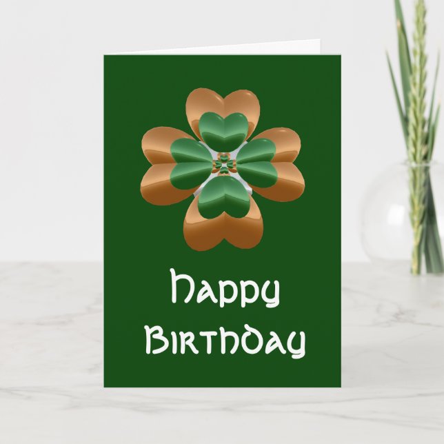 Golden Irish Kleeblatt Happy Birthday Card Karte (Vorderseite)