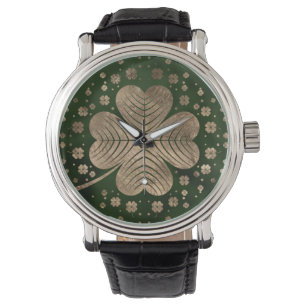 Golden Irish Kleeblatt Vierblatt Klee Armbanduhr