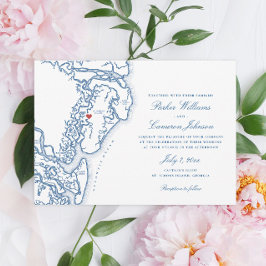 Golden Isles Georgia Karte Elegant Navy Blue Weddi