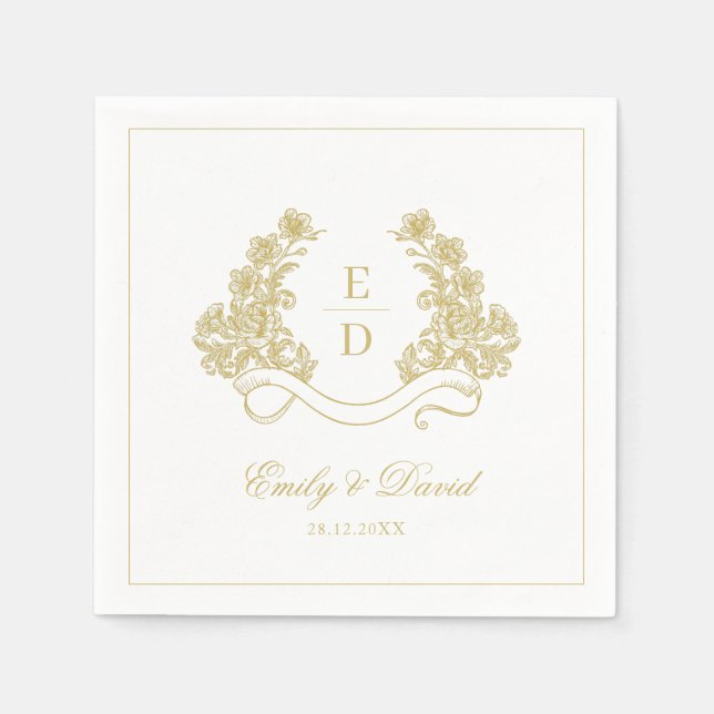 Golden Ivory Heritage Vintage Wedding  Serviette (Vorderseite)