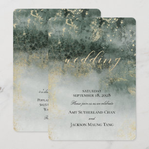 Golden Jade Elegante Moderne Hochzeit Einladung