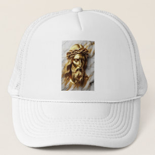 Golden Jesus eine göttliche Gegenwart in Marmor Truckerkappe