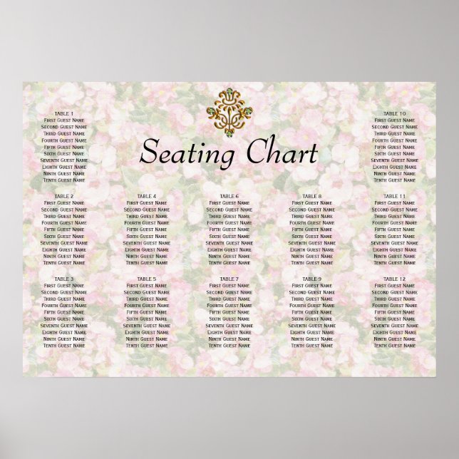 Golden Jewele Bloral Wedding Reception Sitzplatz Poster (Vorne)