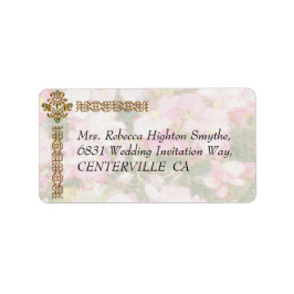 Golden Jeweled Floral Wedding Adressaufkleber