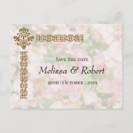 Golden Jeweled Floral Wedding Ankündigungspostkarte