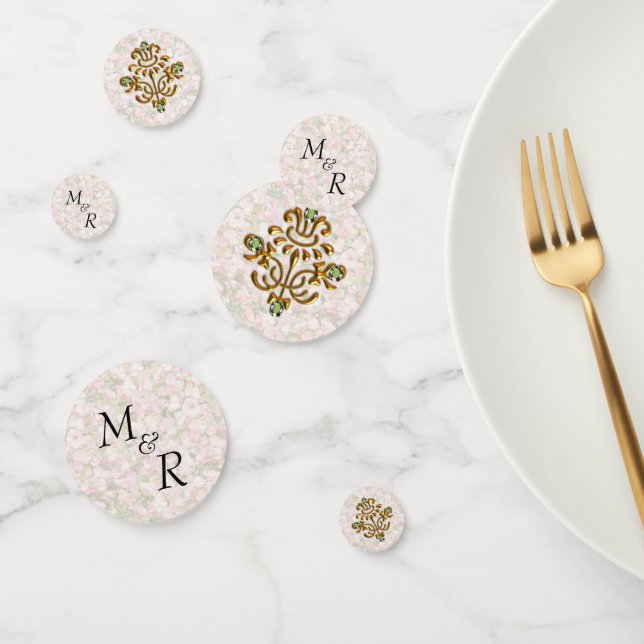 Golden Jeweled Floral Wedding Konfetti (Gruppe)