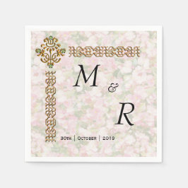 Golden Jeweled Floral Wedding Serviette
