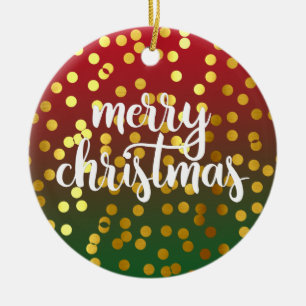 Golden Joyeux Noël Pois Ornement en céramique