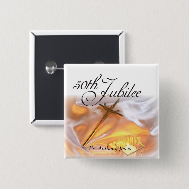 Golden Jubilee Religious Life, Candle Cross Candle Button (Vorne & Hinten)