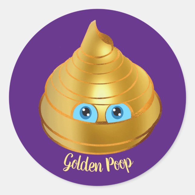 Golden Kack Emoji Runder Aufkleber (Vorderseite)