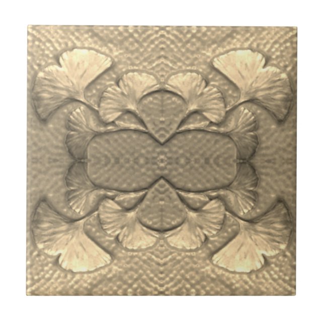 Golden Keramik Gingko Tile Fliese (Vorderseite)