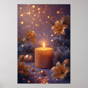 🕯️ Golden Kerzenglanz mit Lilien Romantik & Cozy Poster