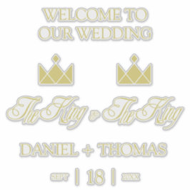Golden King Crowns for Gay Wedding Aufkleber