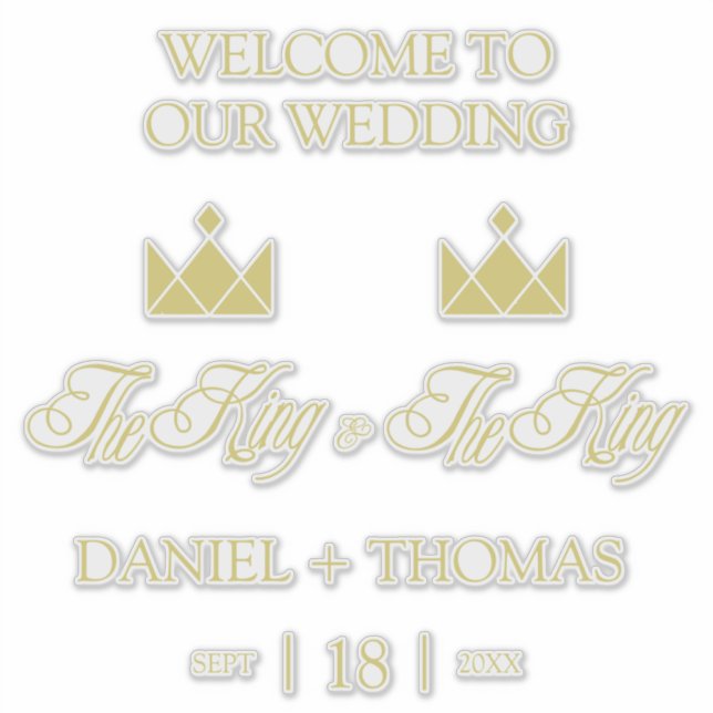 Golden King Crowns for Gay Wedding Aufkleber (Vorderseite)