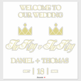 Golden King Crowns for Gay Wedding Aufkleber