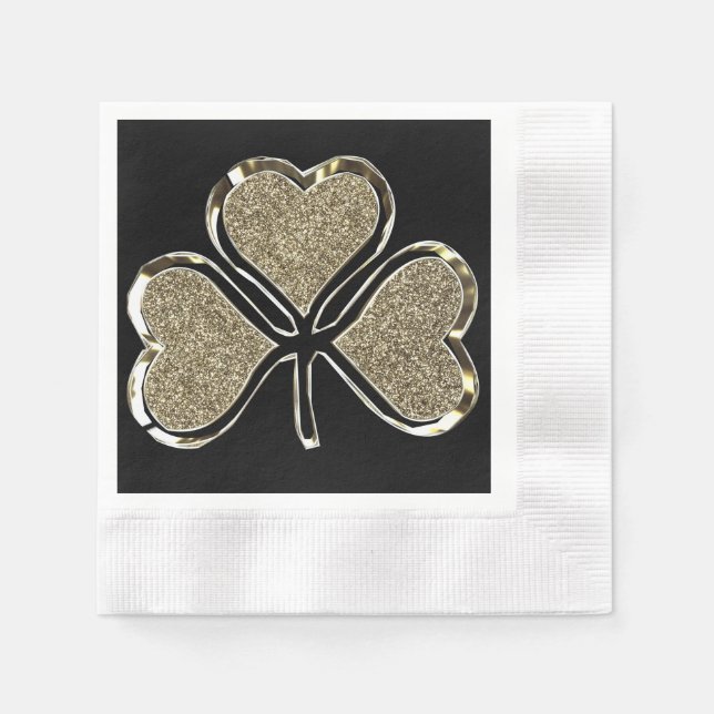 Golden Kleeblatt Irish Symbol 3 Leaf Clover Chic Serviette (Vorderseite)