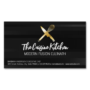 Golden Koch Knife Whisky Logo Magnetische Visitenkarte