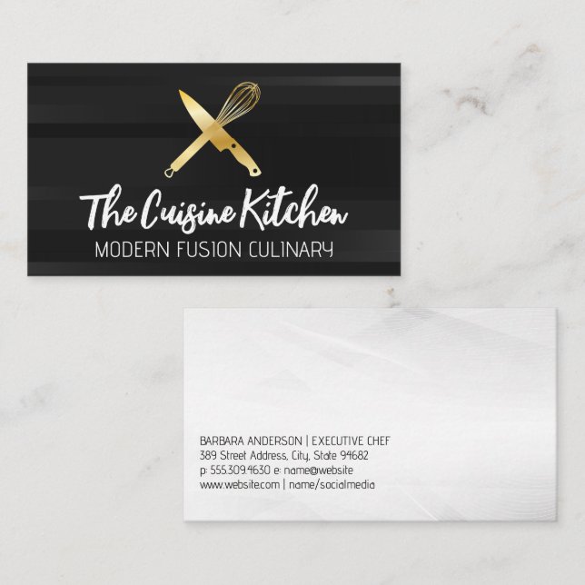 Golden Koch Knife Whisky Logo Visitenkarte (Vorne/Hinten)