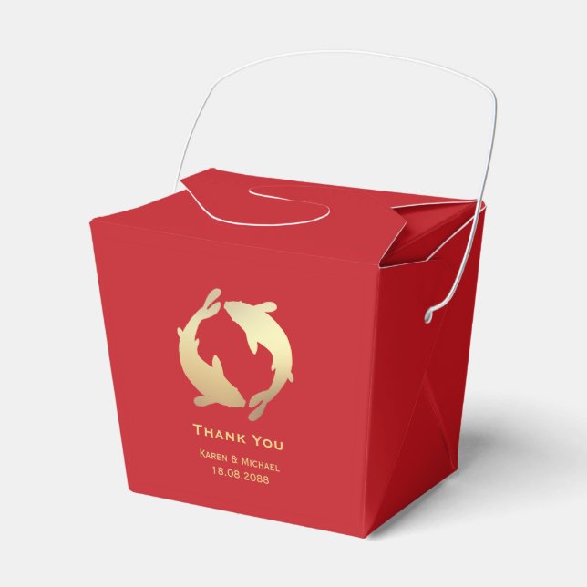 Golden Koi Chinese Wedding Geschenkschachtel (Vorderseite)