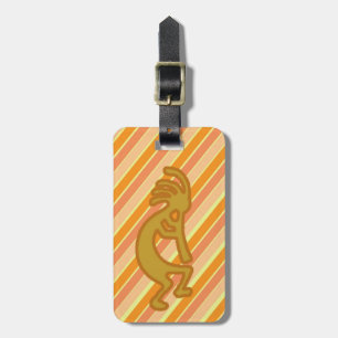Golden Kokopelli Symbol mit flute Orange Streifen Gepäckanhänger