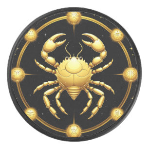 ♋ Golden Krebs Kosmisches Zodiac Hockey Puck Gesch