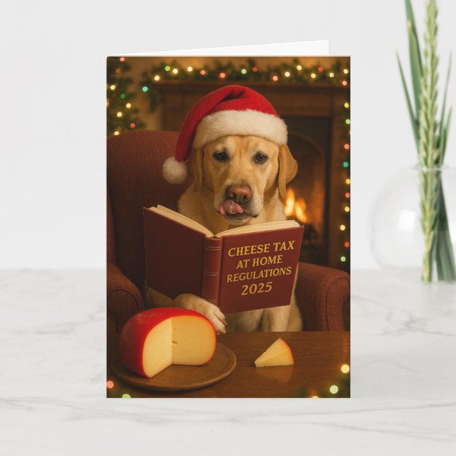 Golden Labrador  'Cheese Tax' Christmas card Karte (Vorderseite)