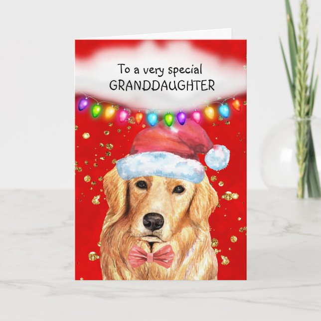 Golden Labrador Enkelin niedliche Weihnachtswünsch Karte (Vorderseite)