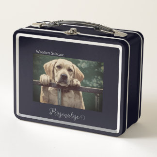 Golden Labrador Hund Woofter Vacation Pet Suitcase Metall Brotdose