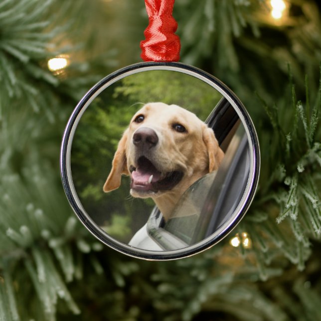 Golden Labrador im Rückspiegel Ornament Aus Metall (Baum)