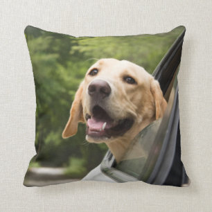 Golden Labrador in Rearview Mirror Kissen