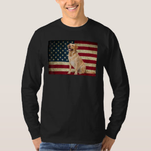 Golden Labrador Retriever American Flag Pet Animal T-Shirt