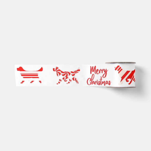 Golden Labrador Retriever Christmas Ribbon Satinband (Vorderseite)