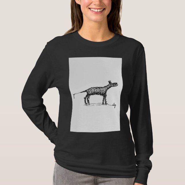 Golden Labrador Retriever Scribble Leash Train T-Shirt (Vorderseite)