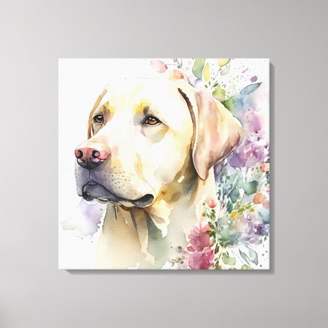 Golden Labrador Retriever und Blume Leinwanddruck (Vorderseite)
