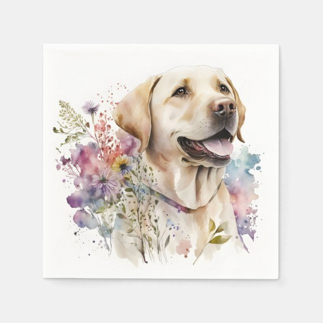 Golden Labrador Retriever und Blume Serviette (Vorderseite)
