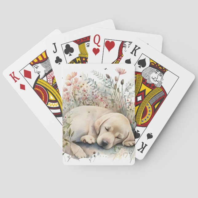 Golden Labrador Retriever und Blume Spielkarten (Rückseite)