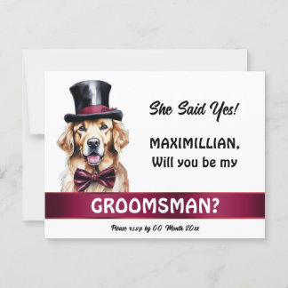 Golden labrador Trauzeuge Vorschlag Bordeaux tuxed Postkarte